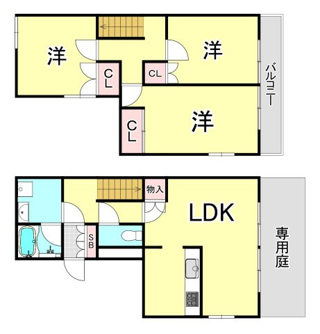 貸家　西宮市甑岩町の間取り