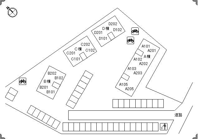 フォレストⅡ　B棟の区画図