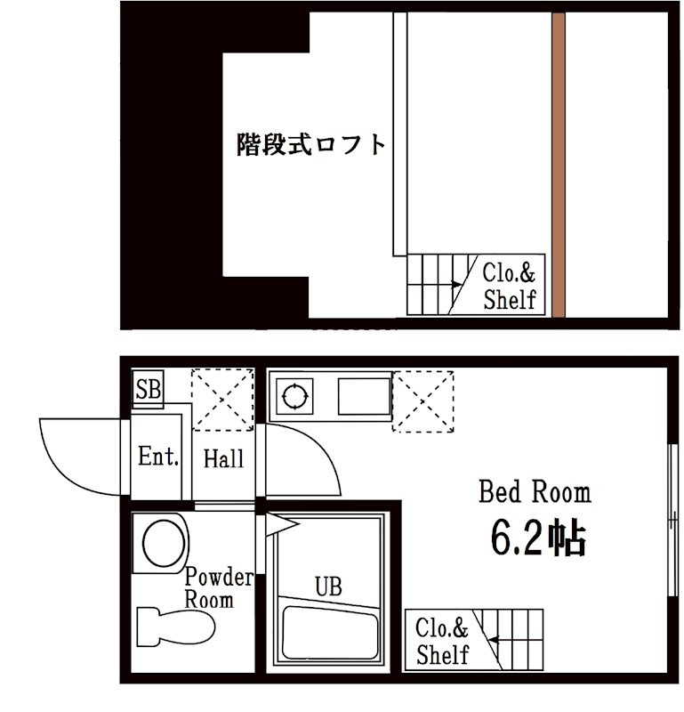 ハーミットクラブハウス大倉山ⅡB棟 の間取り|間取りです。