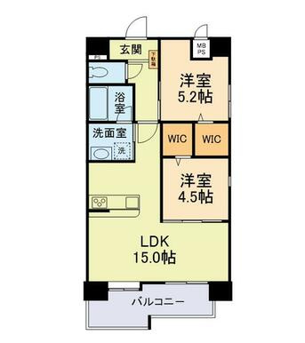 熊本市中央区新大江２丁目の賃貸マンションの間取り