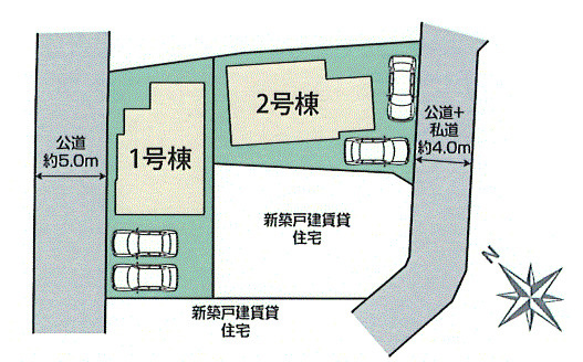 あきる野市平沢　新築戸建全2棟の区画図