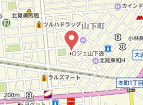 北見市山下町５丁目１番１４号　中古マンション山下町(ロジェ山下通）の地図
