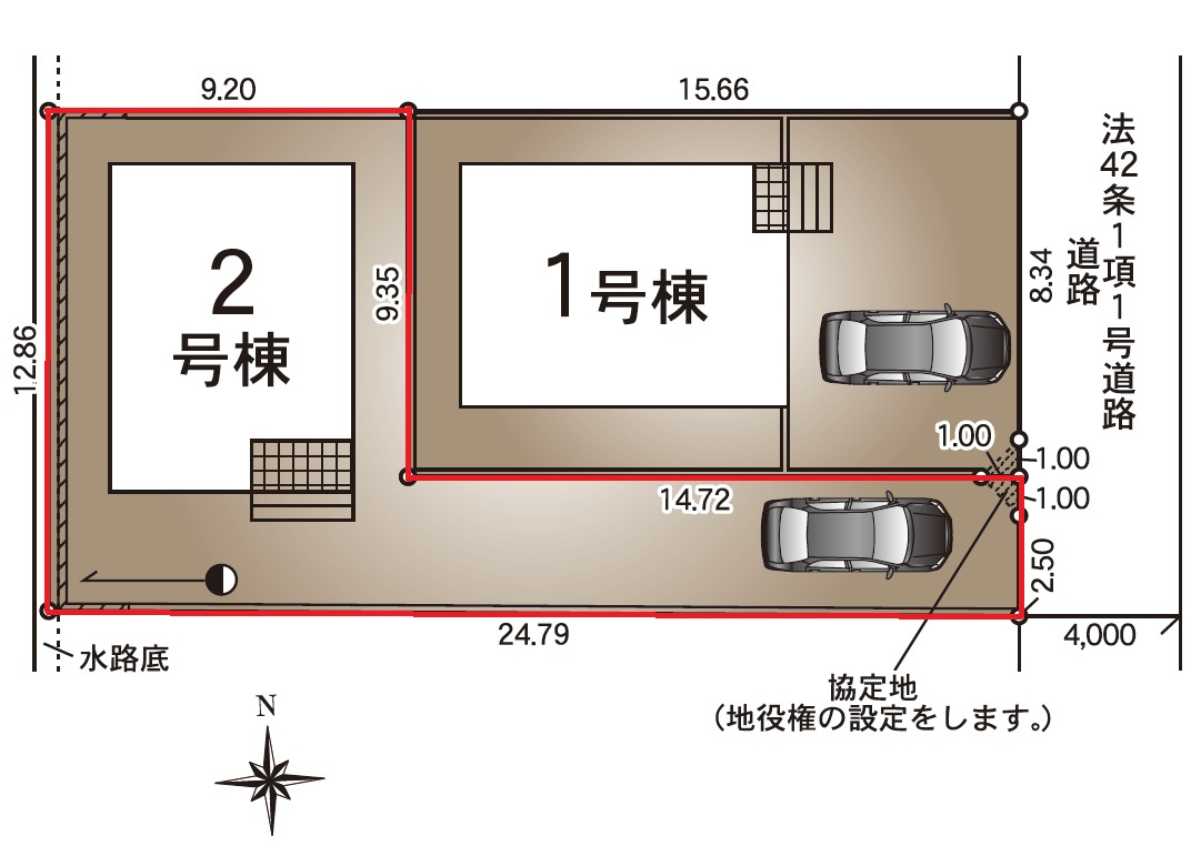 南原1丁目　新築建売住宅の区画図
