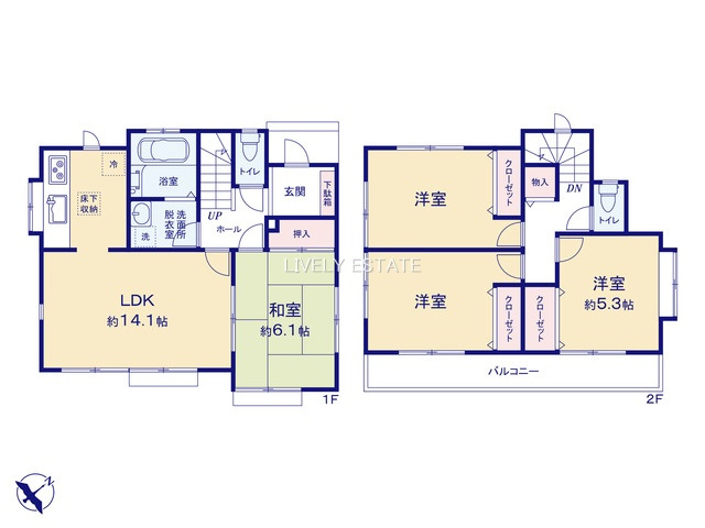 越谷市東大沢2丁目 中古戸建の間取り