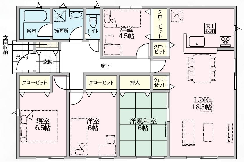 神川町植竹第３　の間取り|１号棟間取り図