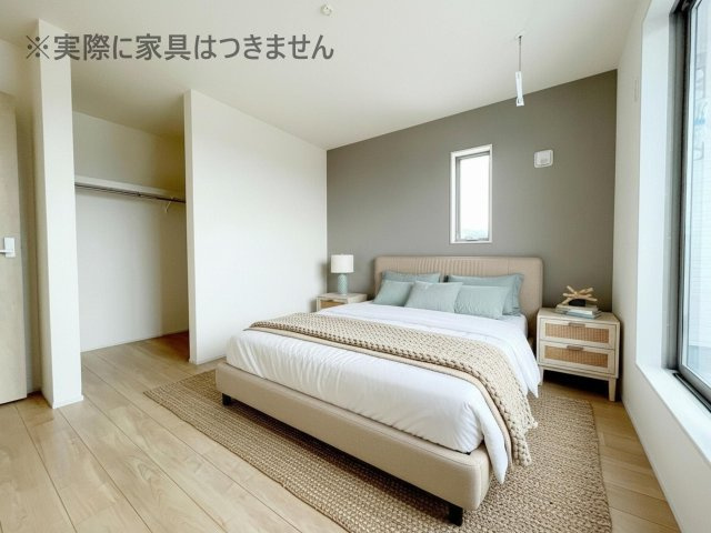 新築戸建・新築建売　郡山市東山1丁目1期　守山小・守山中の洋室|画像はバーチャルホームステージングの加工による演出で、実際の家具は付きません。