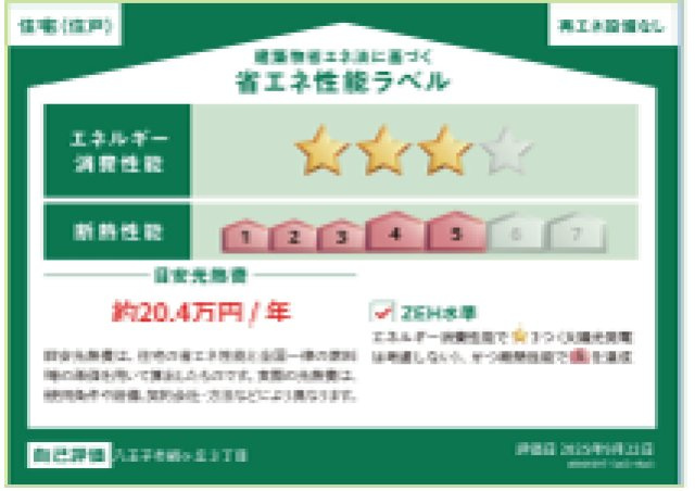 八王子市　絹ケ丘　新築一戸建ての省エネ性能ラベル|～省エネ性能住宅認定物件～