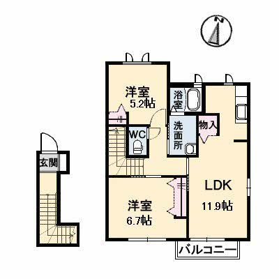 【間取り】 | ヴィラシーン神辺　Ｂ棟
