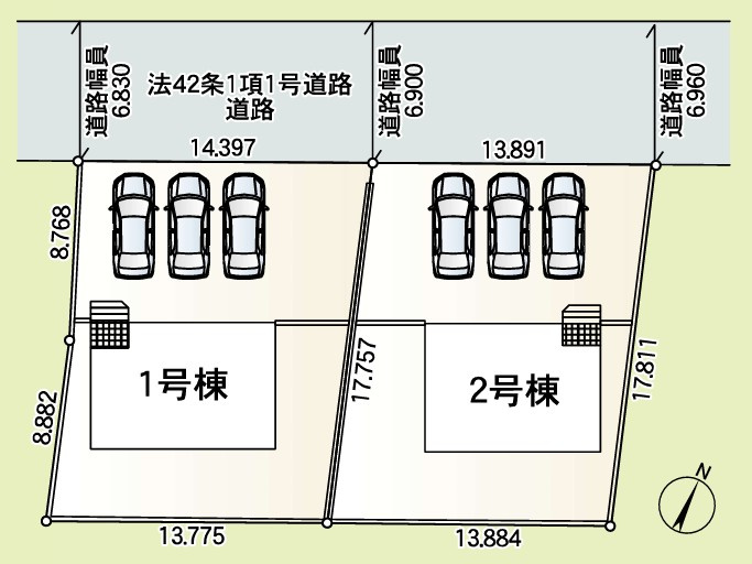 Cradle garden　上里町勅使河原第18の区画図|図面と現況が異なる場合、現況を優先とします。【2号棟】