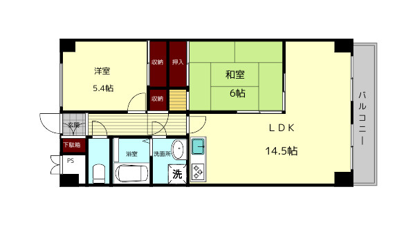 生駒市壱分町の賃貸マンションの間取り
