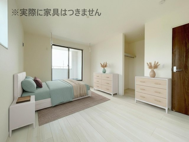 新築戸建・新築建売　郡山市東山1丁目1期　守山小・守山中の洋室|画像はバーチャルホームステージングの加工による演出で、実際の家具は付きません。