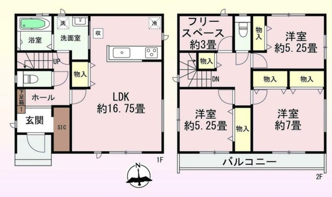 【間取り】 | 高崎市並榎町　新築住宅 | 暖かな日差し差し込む3LDK
収納たっぷりの間取りです。