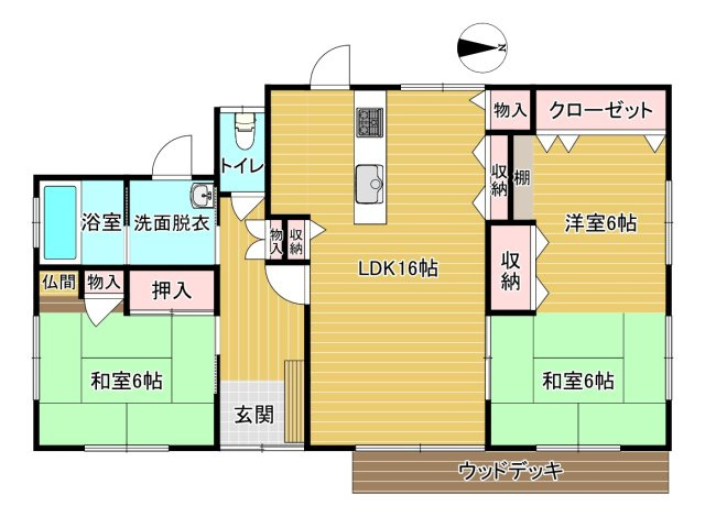 大村市東野岳町平屋建の間取り