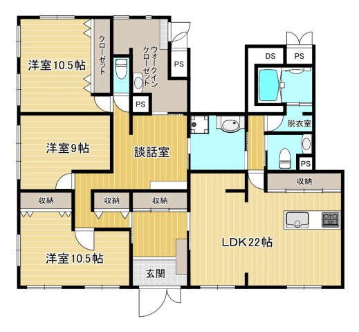 六甲篠原パークマンションの間取り|家族一人ひとりの大切なプライベート空間。趣味に合わせて使って頂けるようシンプルに仕上げてあります。暮らし心地を大きく左右する収納を、適材適所に配置し使い勝手を考慮しました。
