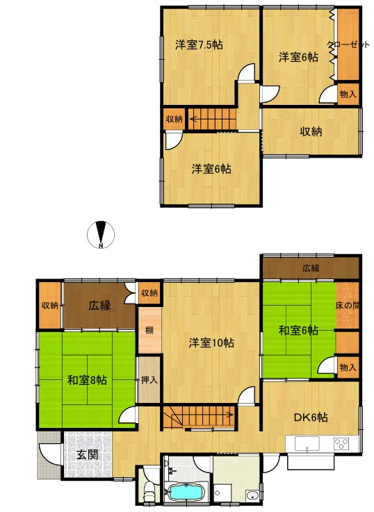 家庭菜園を楽しめる黒髪町戸建て　の間取り