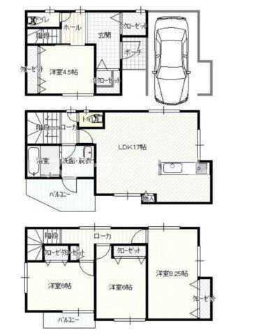 豊里1 中古戸建の間取り|4LDKの物件です