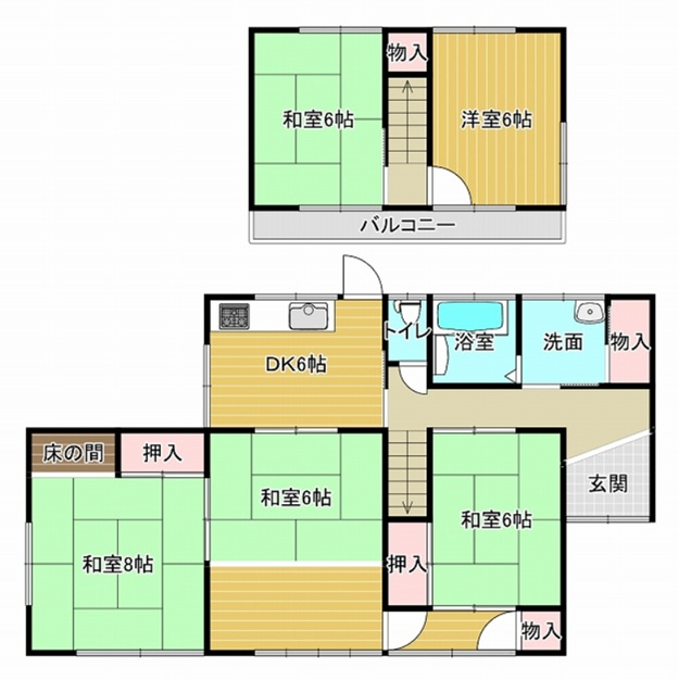 筑西市下川島-7 リフォーム物件　の間取り|〇5DK〇
全居室6帖以上！
内装リフォーム済みです♪