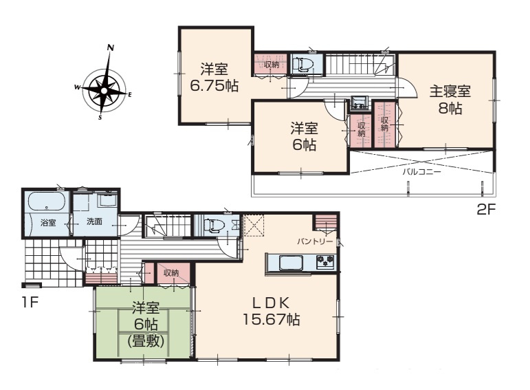 いろどりアイタウン　日立市西成沢町2丁目　23-P1　13の間取り|　
☆各部屋を最大限に広く使って頂けるよう、全居室に大容量の収納付き。全室明るい南向き、ゆったり6帖以上！二面窓で通風も良好です♪