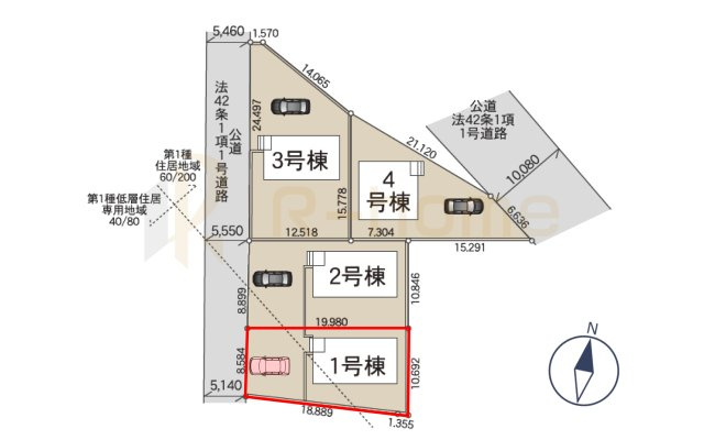 常陸太田市増井町第1　新築戸建て　1号棟の区画図|大きなお買い物だからこそ、メリット・デメリットを伝えさせて頂きます。
R-homeにお任せください♪