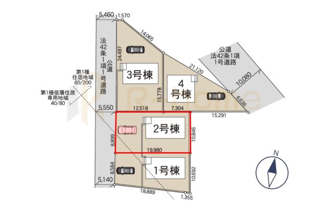 常陸太田市増井町第1　新築戸建て　2号棟の区画図|大きなお買い物だからこそ、メリット・デメリットを伝えさせて頂きます。
R-homeにお任せください♪