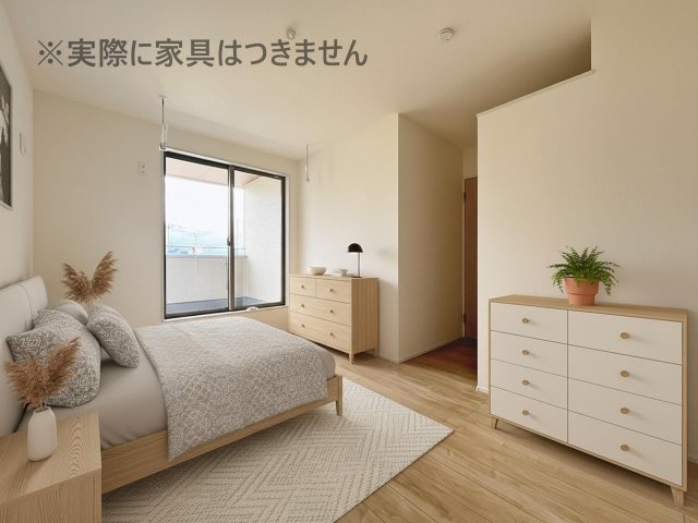 新築戸建・新築建売　郡山市東山1丁目1期　守山小・守山中の洋室|画像はバーチャルホームステージングの加工による演出で、実際の家具は付きません。