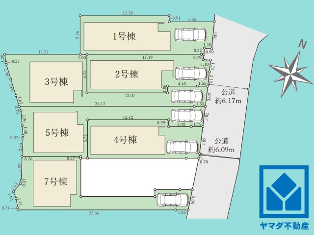 西宮市生瀬東町　1期　2号棟の区画図