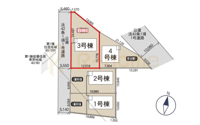 常陸太田市増井町第1　新築戸建て　3号棟の区画図|大きなお買い物だからこそ、メリット・デメリットを伝えさせて頂きます。
R-homeにお任せください♪