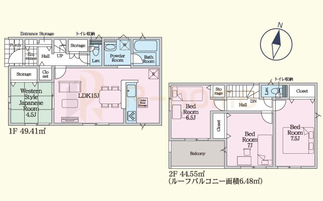 常陸太田市増井町第1　新築戸建て　3号棟の間取り|4LDK＋全居室収納、土地面積260.03m2、建物面積93.96m2