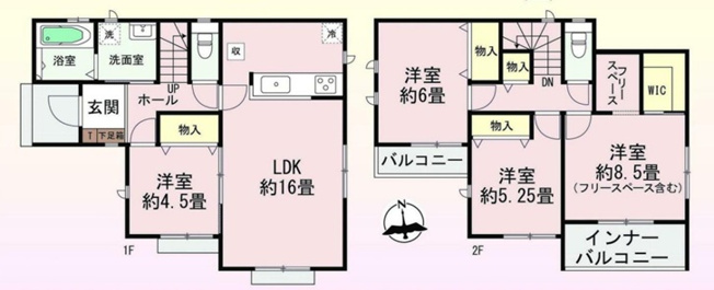 【間取り】 | 高崎市中豊岡町　新築住宅 | 暖かな日差し差し込む4LDK
全室南向きの日当たりの良い間取りです。