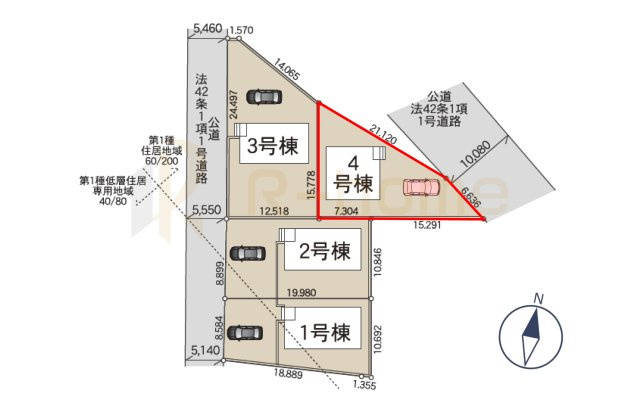 常陸太田市増井町第1　新築戸建て　4号棟の区画図|大きなお買い物だからこそ、メリット・デメリットを伝えさせて頂きます。
R-homeにお任せください♪