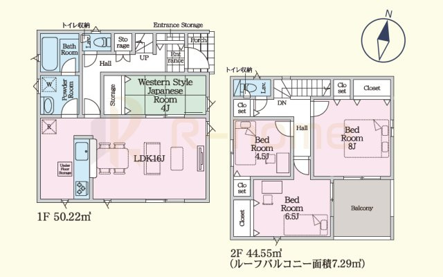 常陸太田市増井町第1　新築戸建て　4号棟の間取り|4LDK＋全居室収納、土地面積200.86m2、建物面積94.77m2