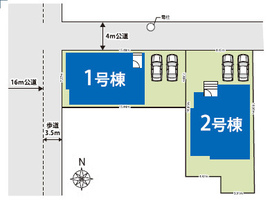 越谷市東越谷2丁目 新築分譲住宅 全2棟 2号棟の区画図
