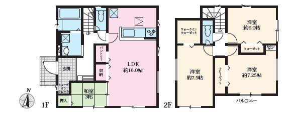厚木市戸室6期　新築戸建　全2棟2号棟の間取り