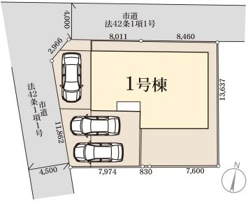 第1　牛久市岡見町　新築戸建ての区画図|区画図です♪