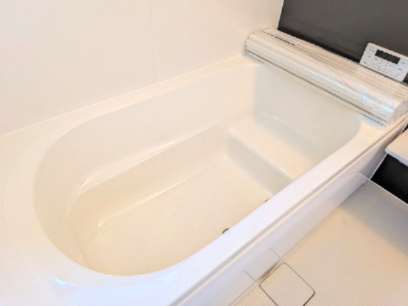 第1　土浦市木田余東台　新築戸建て　1号棟の浴室|高断熱の浴槽で、追い焚きの回数を減らし光熱費を節約！いつでもあたたかいお風呂に入れます。