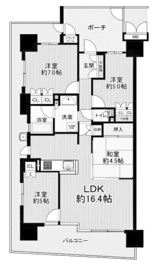 【間取り】 | クレアガーデン伏見桃山 | 専有面積81.04㎡
