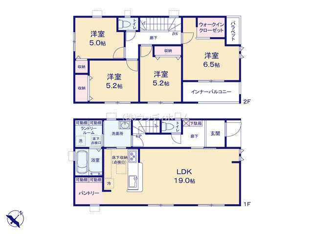 春日部市米島第32　新築一戸建ての間取り