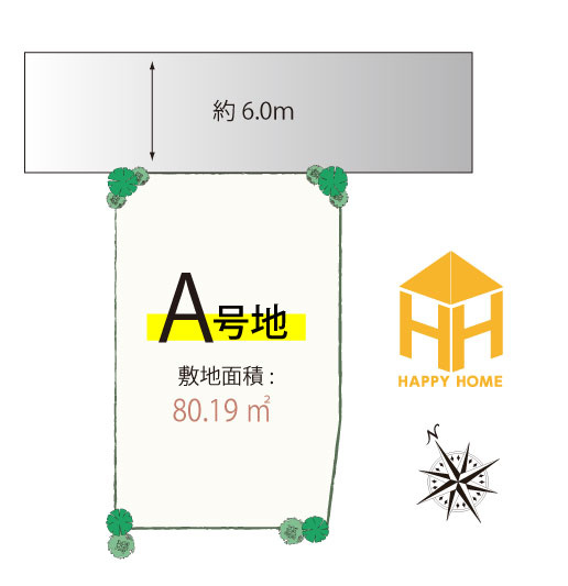 尼崎市大庄中通1丁目建築条件付き土地の土地図|敷地面積80.19㎡です。