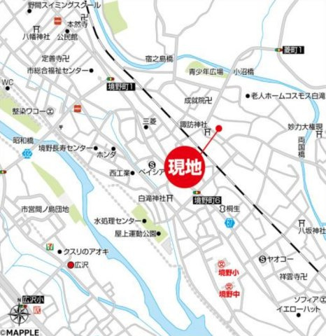 【中古】桐生市境野町４丁目　４DK＋Ｓの地図