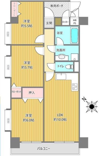 ライオンズマンション川越岸町　中古マンション　3階の間取り