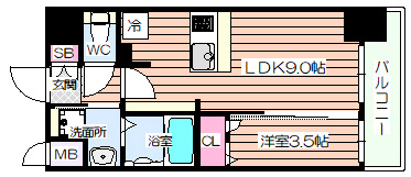 【間取り】 | プレサンス立売堀ベルヴィル