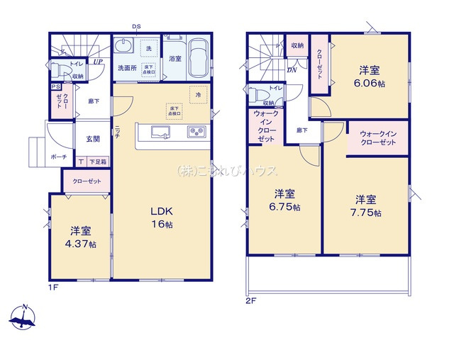 上尾市平方　3期　新築一戸建て　グラファーレ　01の間取り|【全6棟・1号棟】上尾市平方　3期　新築一戸建て　グラファーレ　01・4LDK・土地面積115.05m2・建物面積100.19m2