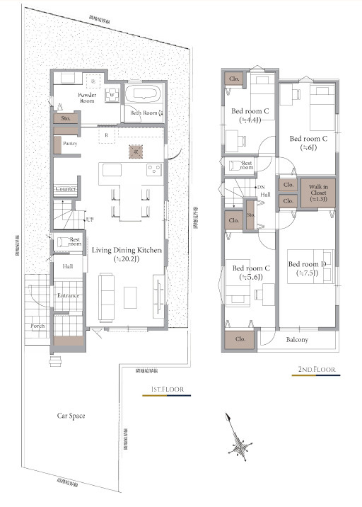 練馬区大泉学園町5丁目　土地40坪　建築条件付き　限定1区画の参考プラン|4LDK+土間収納+WIC+パントリー+カースペース　敷地面積 135.00ｍ2　建物面積 101.30ｍ2　建物価格 1,900万円