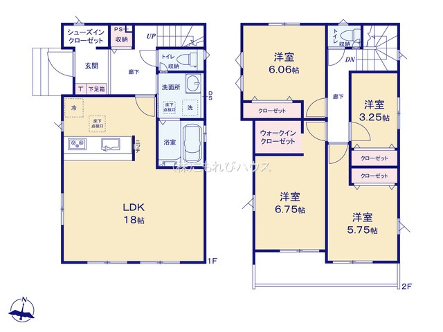 上尾市平方　3期　新築一戸建て　グラファーレ　02の間取り|【全6棟・2号棟】上尾市平方　3期　新築一戸建て　グラファーレ　02・4LDK・土地面積115.05m2・建物面積100.19m2