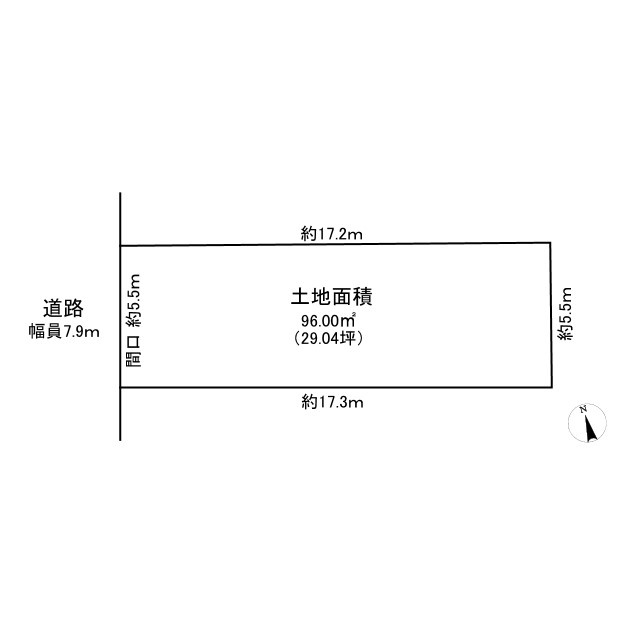 中区正木4丁目土地の土地図|土地面積96.00㎡ 西側に道路がある土地になります。