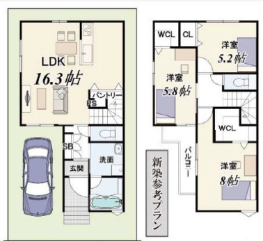 【土地図＋建物プラン例】 | 高槻市日向町　建築条件付売土地