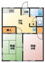 【間取り】 | 使いやすい２ＤＫの間取りです