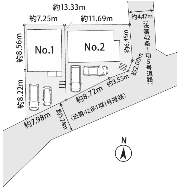 旭区今宿西町1期　2号棟の区画図