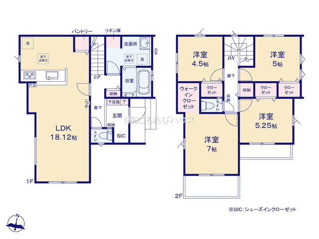 上尾市平方　3期　新築一戸建て　グラファーレ　05の間取り|【全6棟・5号棟】上尾市平方　3期　新築一戸建て　グラファーレ　05・4LDK・土地面積115.05m2・建物面積100.40m2