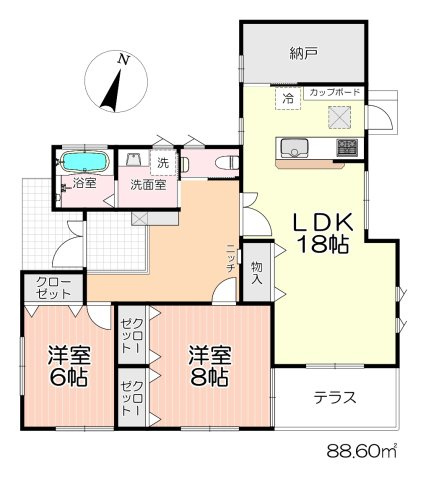 入間市新久　中古一戸建　～タマホーム施工・平屋創り～の間取り|使い方色々！納戸のある2SLDKの間取りです。